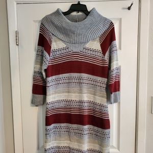 Cowl neck sweater dress